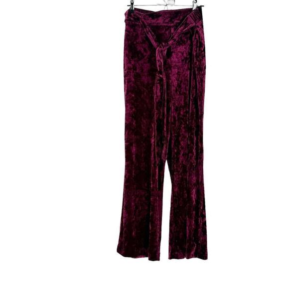 Maree Velvet Wide Leg Pant Belted Waist Burgundy Size 16 NWT - Picture 3 of 12